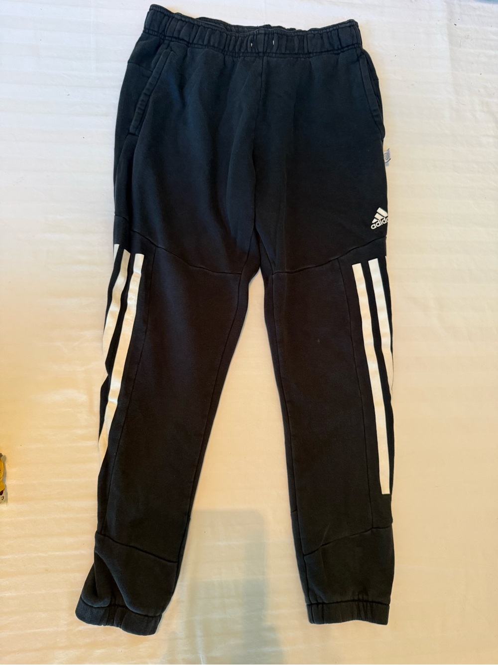 adidas Black Men’s Joggers with White Three-Stripes